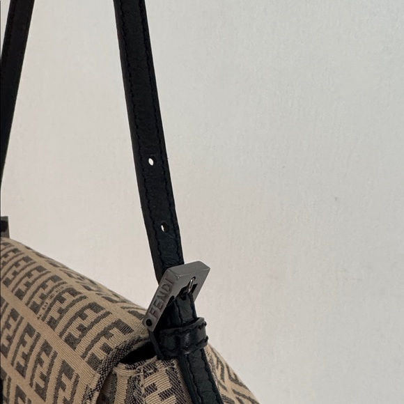 Authentic FENDI Zucchino mama baguette Mini Tan and Black Shoulder Bag - Picture 7 of 15